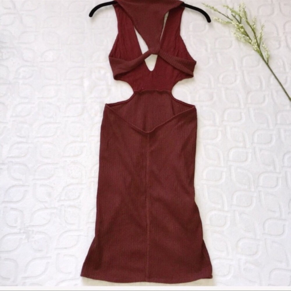 FREE PEOPLE BEACH Cutout Ribbed Mini Dress Small - Picture 4 of 6